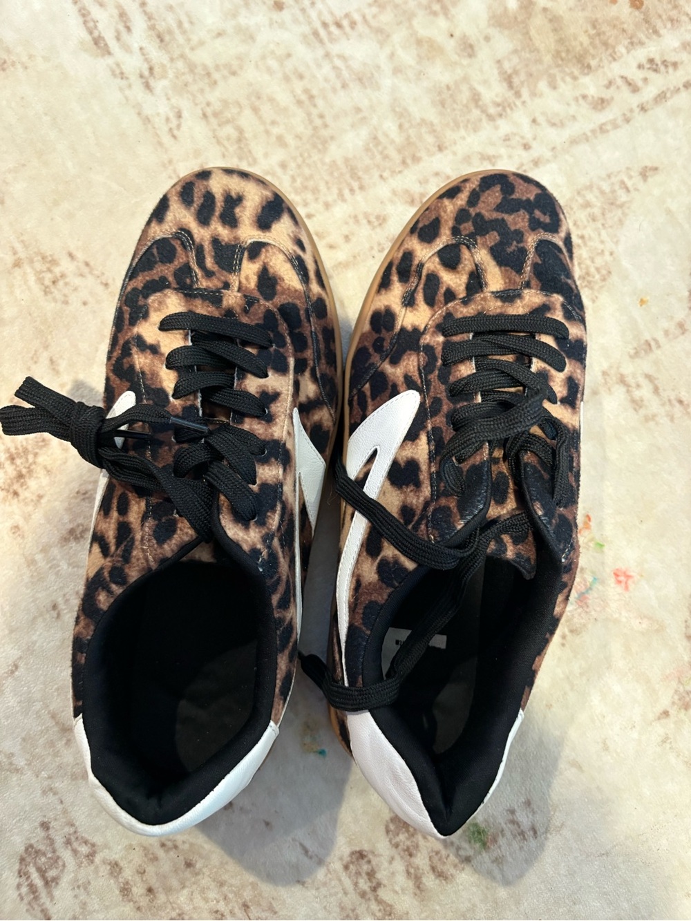 Dolce Vita Leopard Print Lace-Up Sneakers - Black & Brown